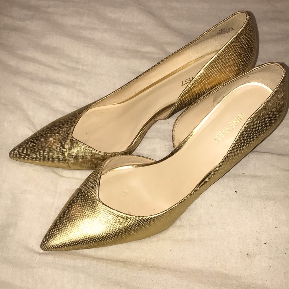 Nine West Gold Heels 12M